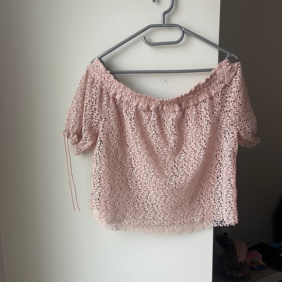 Zara Basic Lace Off Shoulder Top XS - Picture 5 of 5